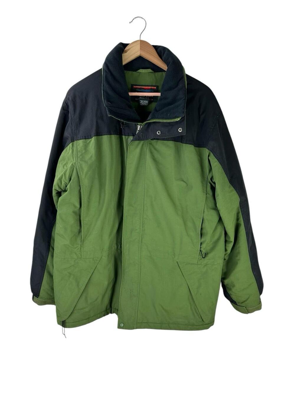 Vintage LL Bean Outdoor Jacket Mens Large Green Black Full Zip Coat Parka 0 UK64